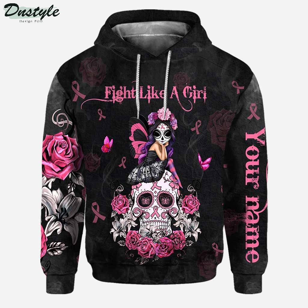 Fight Like A Girl Breast Cancer Awareness Personalized Hoodie And Leggings