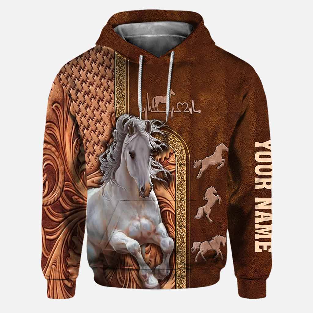 Love Horse Leather Pattern Personalized Hoodie And Legging