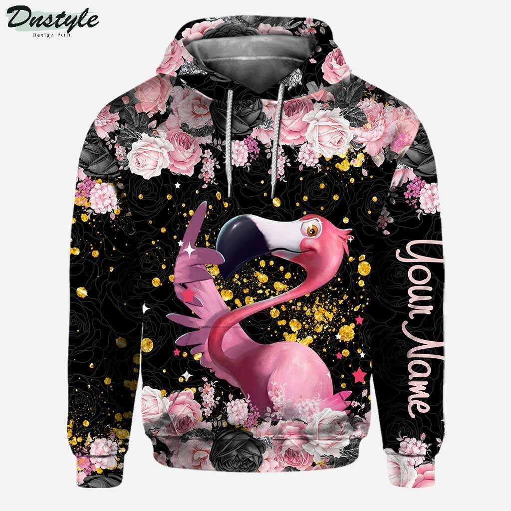 Black Pink I Win Flamingo Personalized Hoodie and Legging