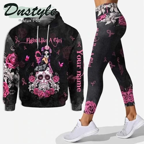 Fight Like A Girl Breast Cancer Awareness Personalized Hoodie And Leggings