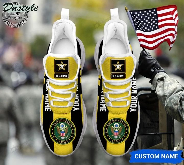 U.S Army force yellow personalized max soul shoes