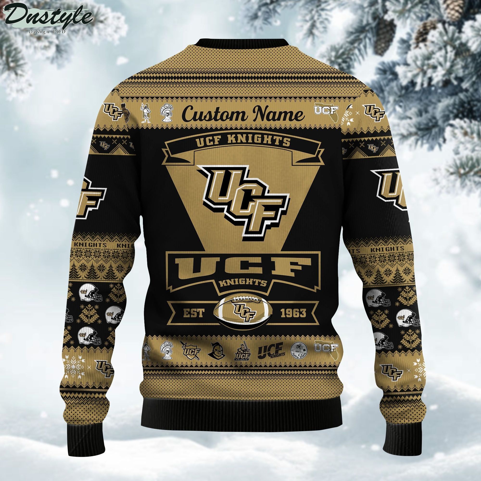 UCF Knights Football Team Logo Custom Name Personalized Ugly Christmas Sweater