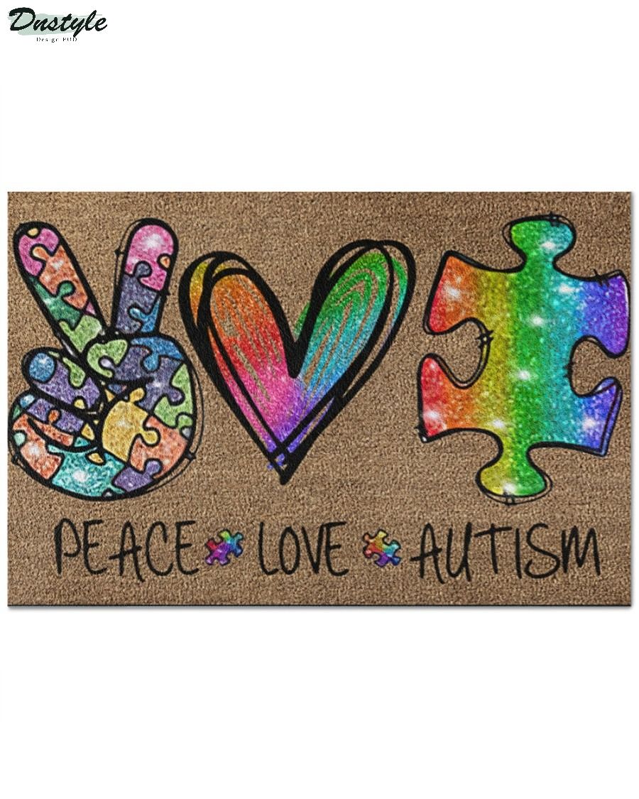 Peace love autism doormat