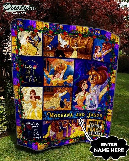 Personalized beauty and the beast quilt blanket 1