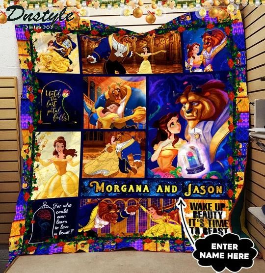 Personalized beauty and the beast quilt blanket 2