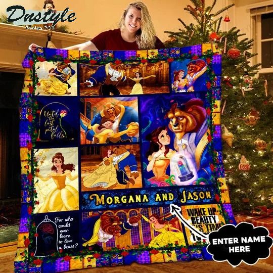 Personalized beauty and the beast quilt blanket