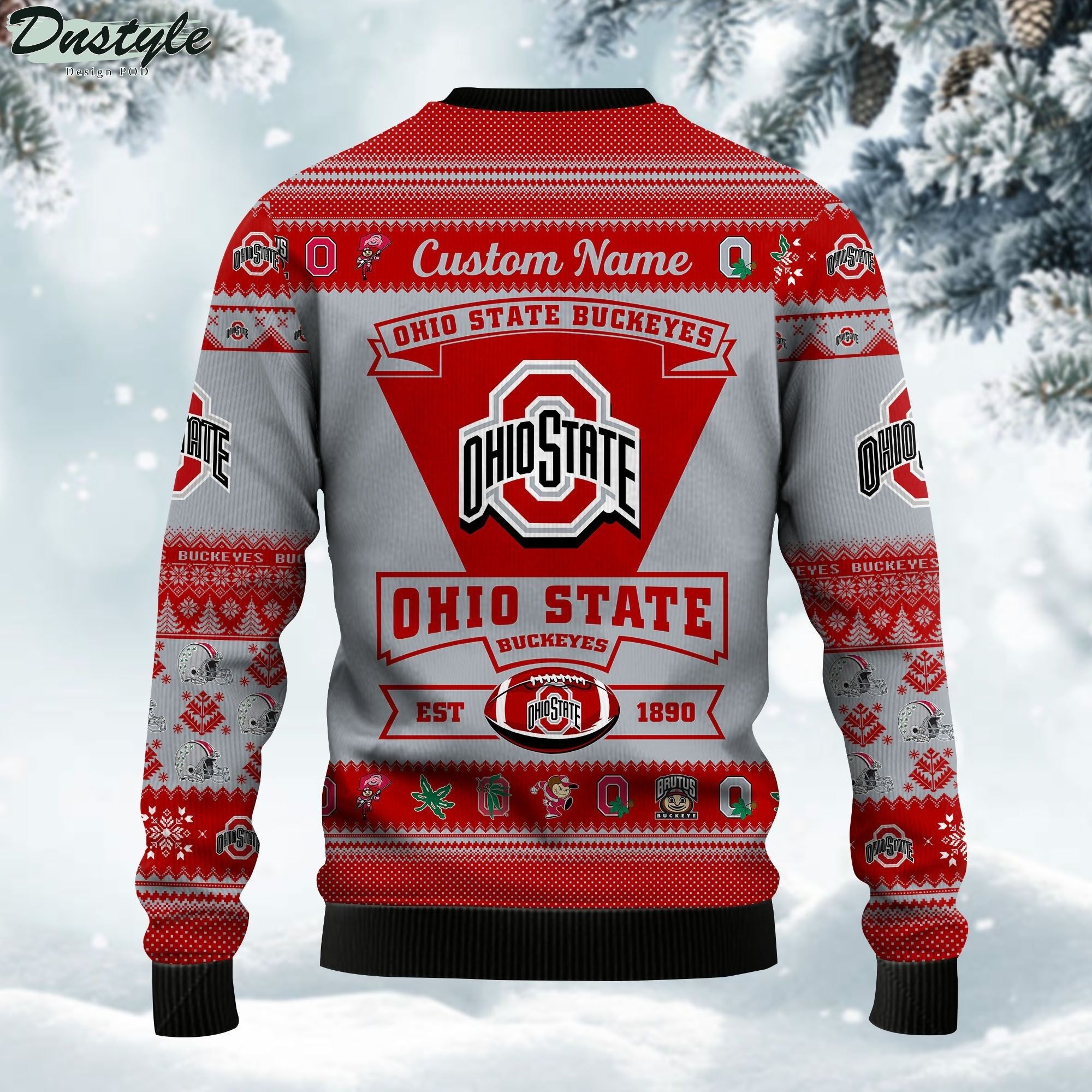 Ohio State Buckeyes Football Team Logo Personalized Ugly Christmas Sweater