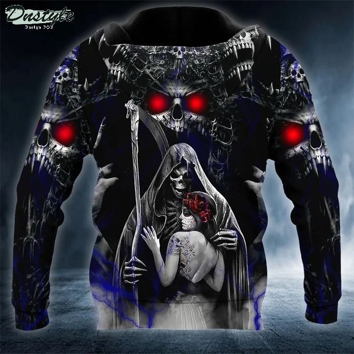 The death King Couple Skull 3D All Over Printed Hoodie 2