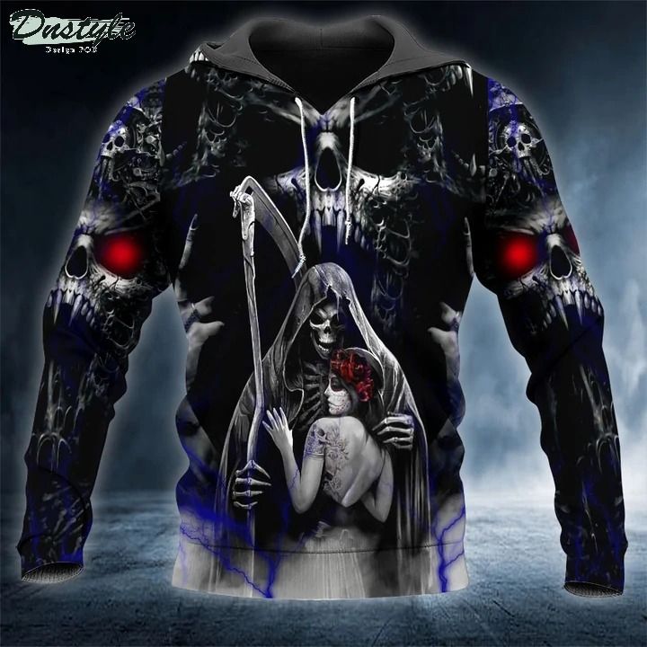The death King Couple Skull 3D All Over Printed Hoodie