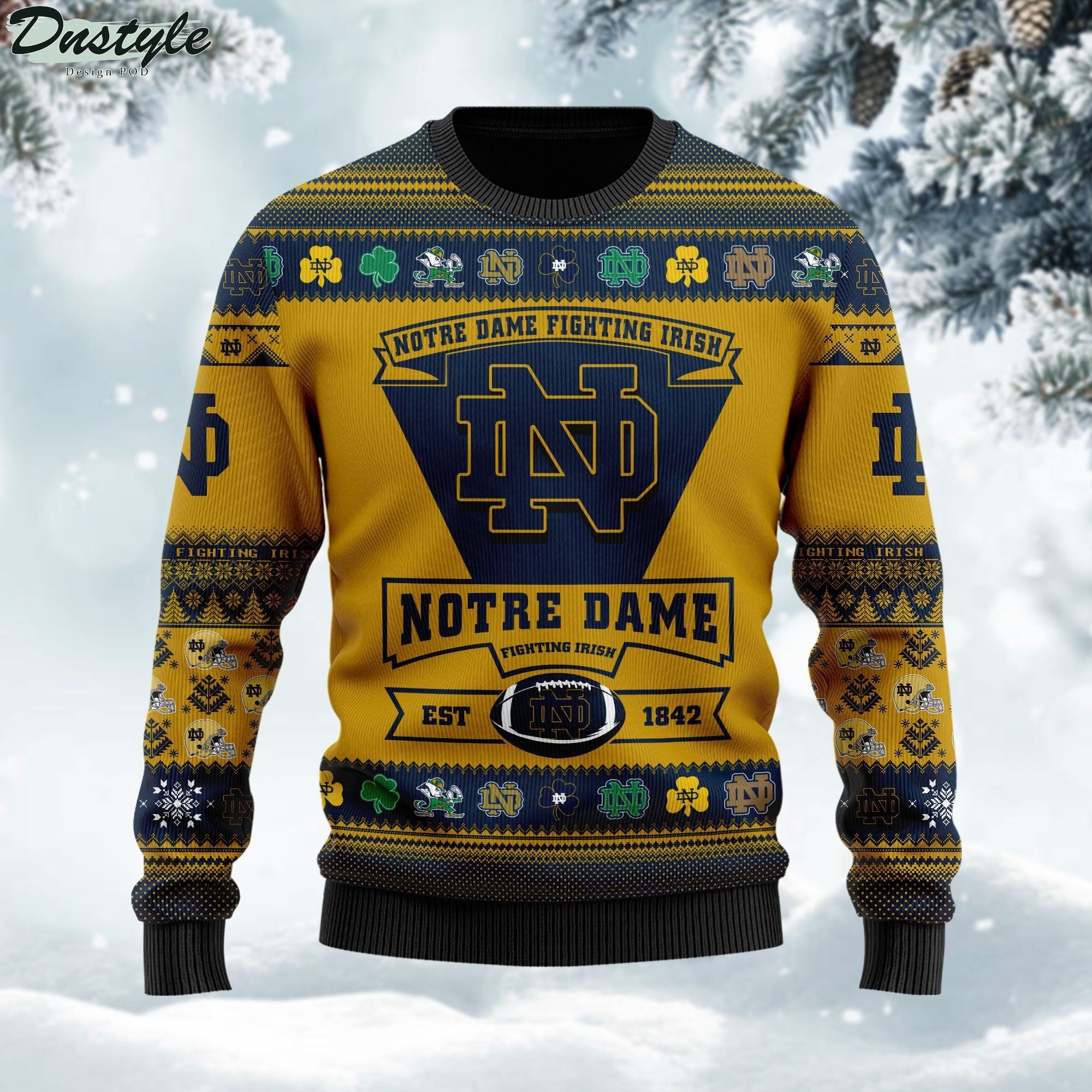 Notre Dame Fighting Irish Football Team Logo Personalized Ugly Christmas Sweater