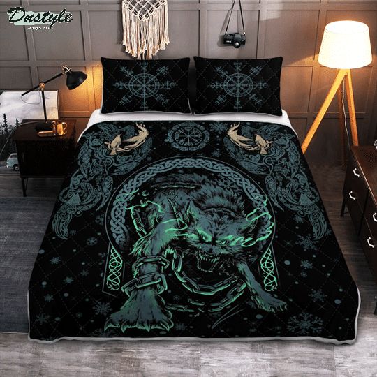 Viking fenrir wolf viking quilt bedding set