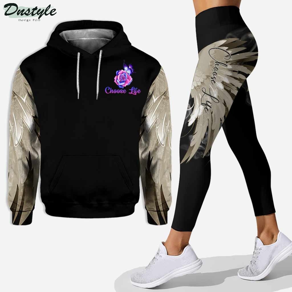 Choose Life Angel Wings Rose Semicolon Suicide Prevention Hoodie and Legging