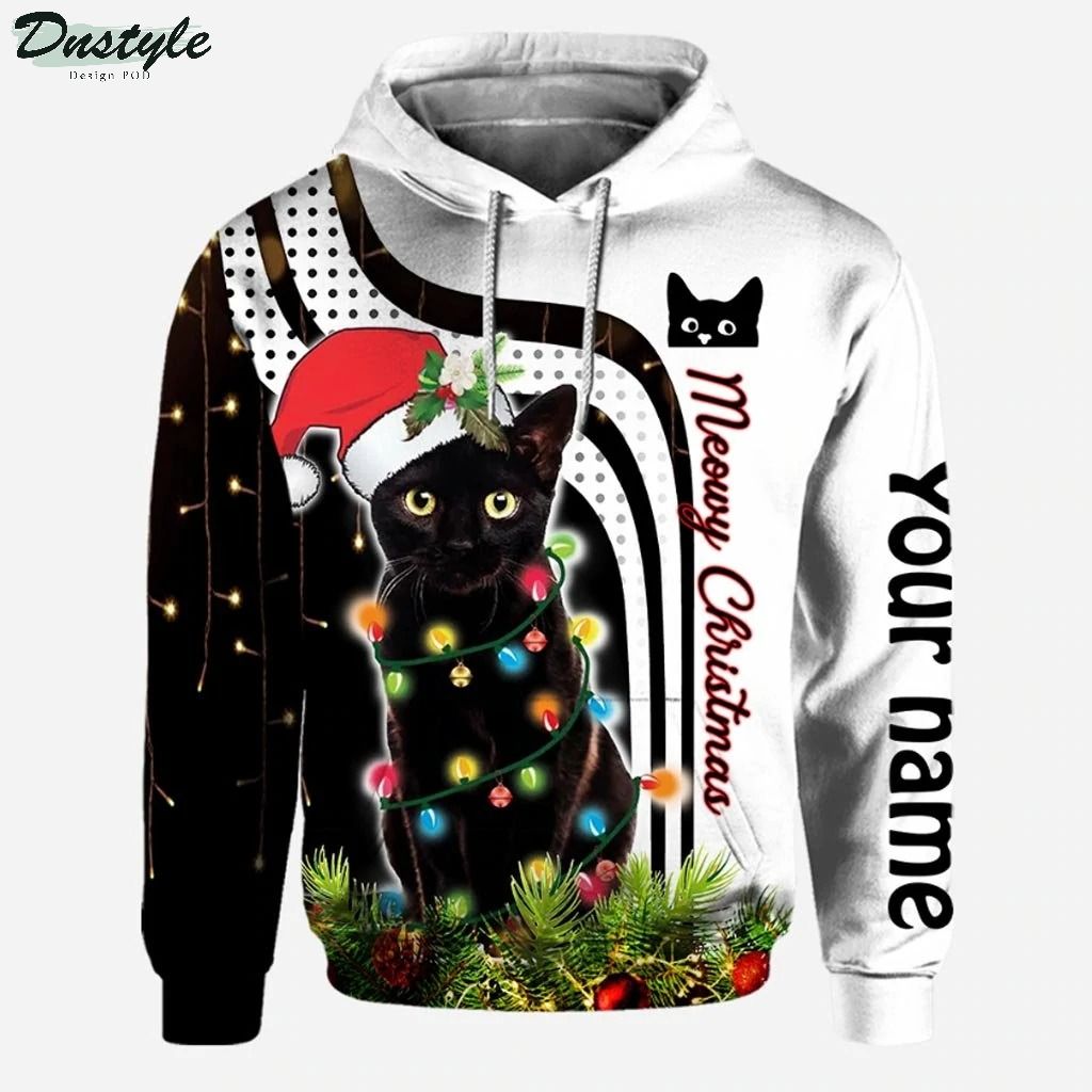 Meowy Christmas Black Cat Personalized Hoodie and Legging
