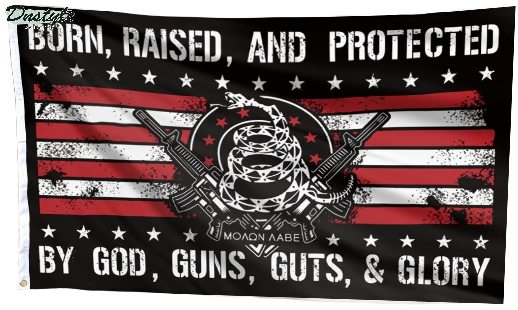 ΜΟΛΩΝ ΛΑΒΕ born raised and protected by god guns guts and glory flag 3
