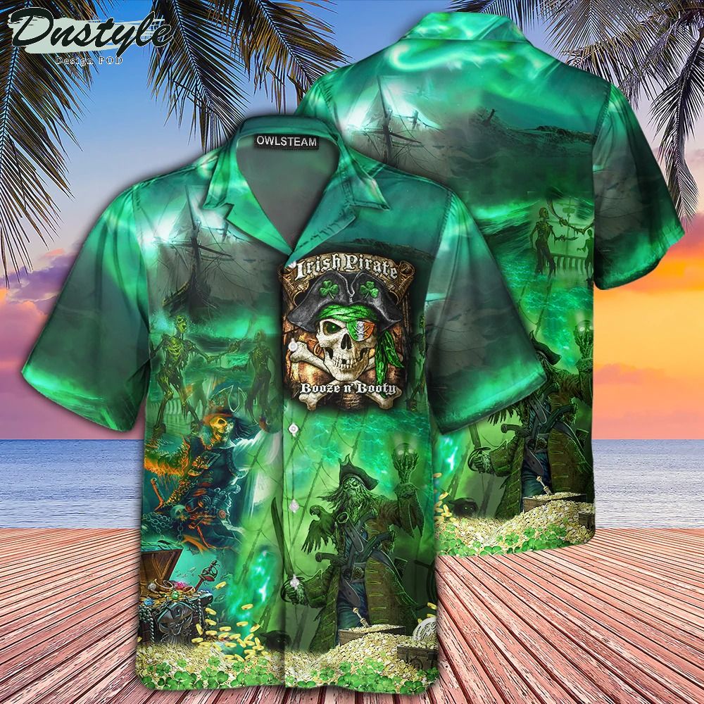 Irish pirate booze and booty hawaiian shirt