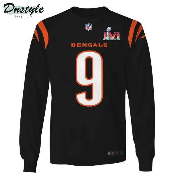 Cincinnati bengals NFL Burrow number 9 3d all over printed black hoodie