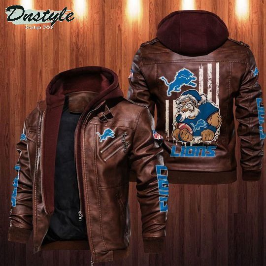 Detroit Lions NFL santa leather jacket