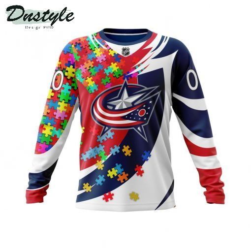 NHL Columbus Blue Jackets Autism Awareness Personalized 3d Print Hoodie