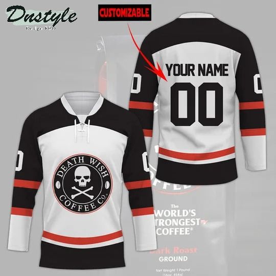 Death wish coffee custom name and number hockey jersey