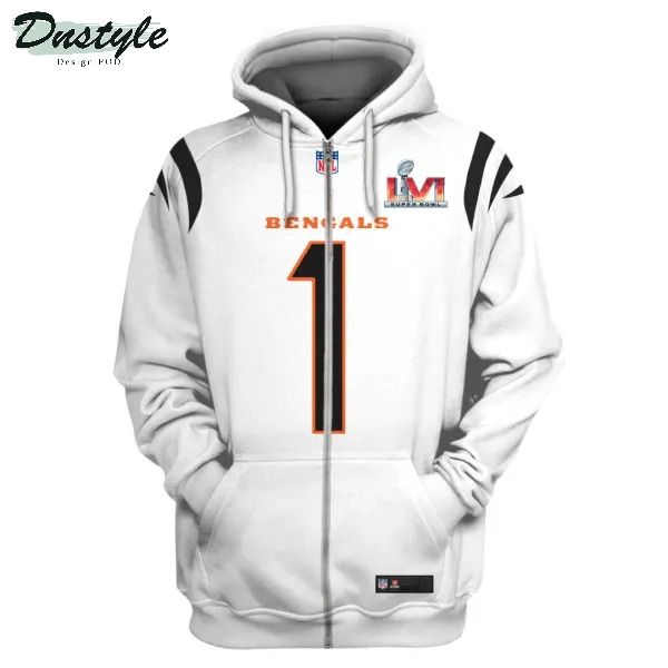Cincinnati bengals NFL chase number 1 3d all over printed white hoodie