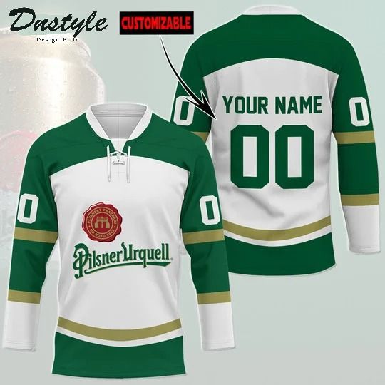 Pilsner urquell custom name and number hockey jersey