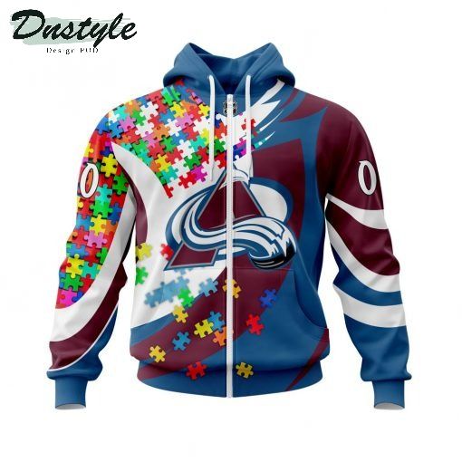 NHL Colorado Avalanche Autism Awareness Personalized 3d Print Hoodie
