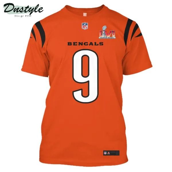 Cincinnati bengals NFL Burrow number 9 3d all over printed orange hoodie