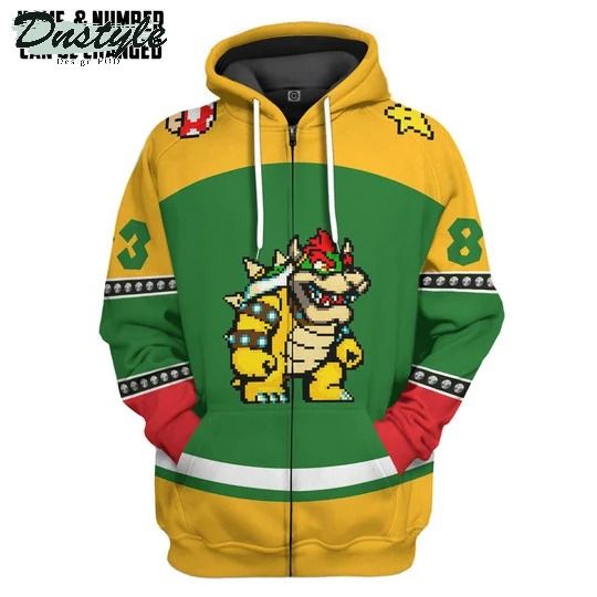 Bowser sports custom name and number 3d hoodie