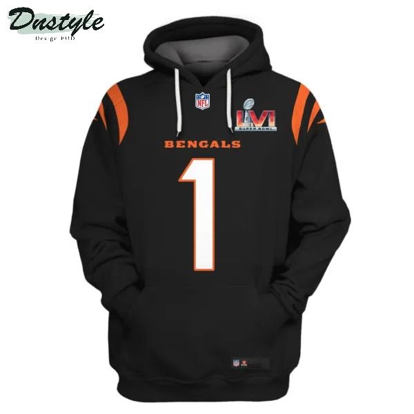 Cincinnati bengals NFL chase number 1 3d all over printed black hoodie