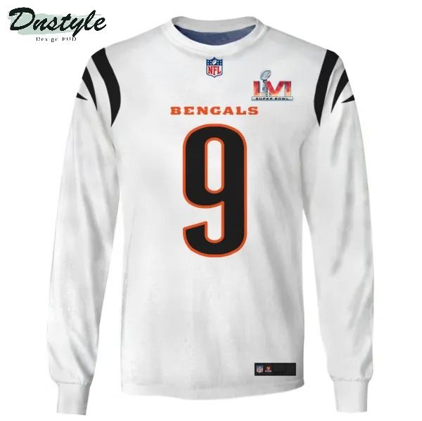 Cincinnati bengals NFL Burrow number 9 3d all over printed white hoodie