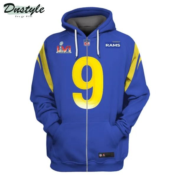 Los angeles rams NFL Stafford number 9 3d printed blue hoodie