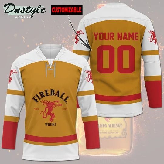 Fireball whiskey custom name and number hockey jersey