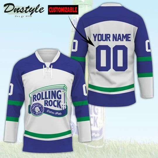 Rolling rock beer custom name and number hockey jersey