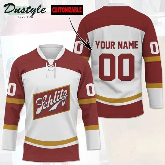 Schlitz beer custom name and number hockey jersey