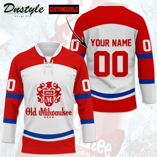 Old milwaukee beer custom name and number hockey jersey