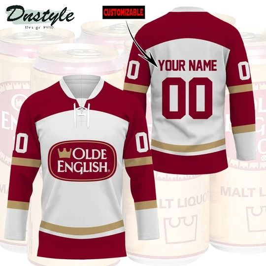 Olde English 800 custom name and number hockey jersey