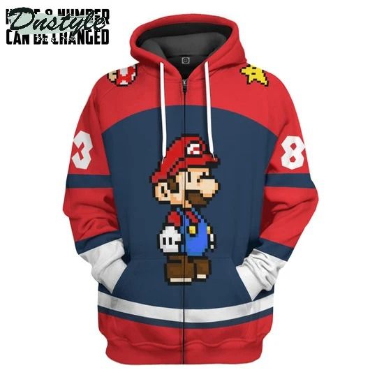 Mario sports custom name and number 3d hoodie