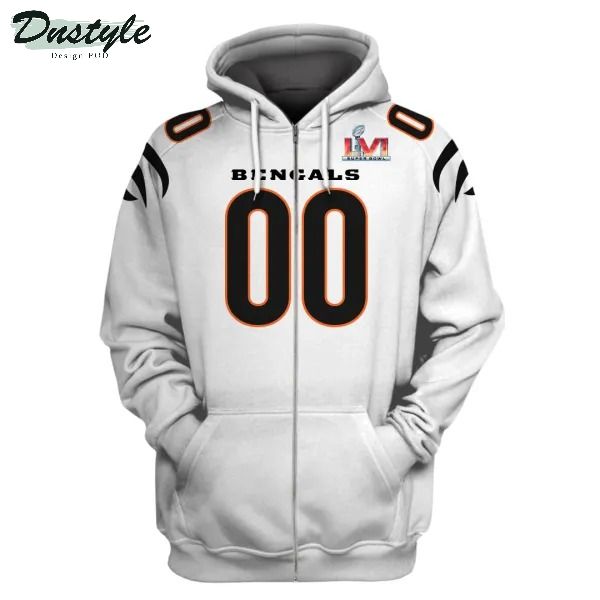 Cincinnati bengals NFL custom name and number 3d white hoodie