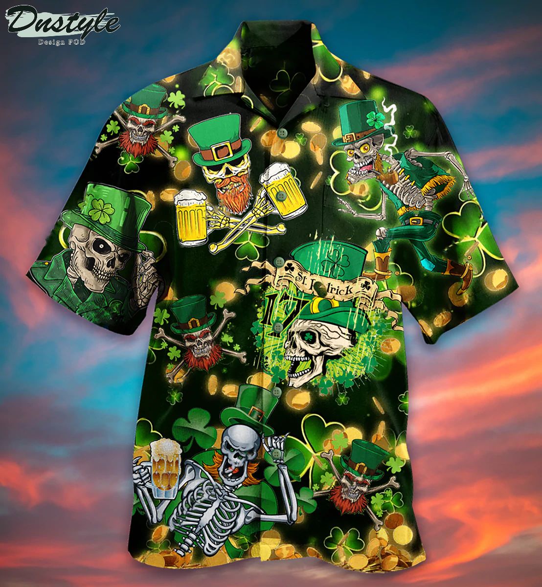 Irish skull love beer limited edition hawaiian shirt