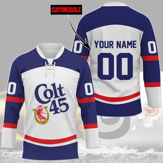 Colt 45 beer custom name and number hockey jersey
