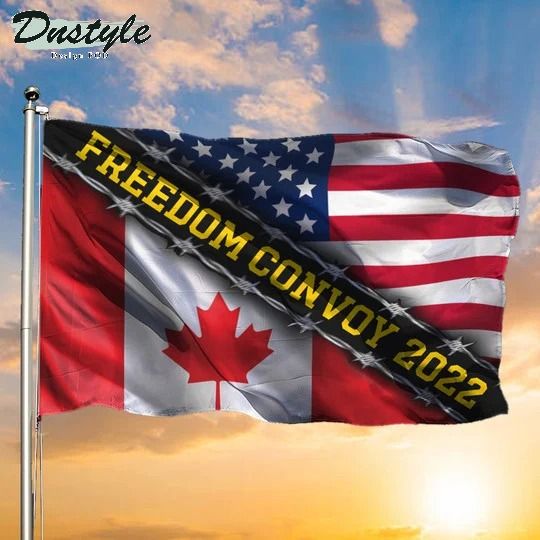 Freedom Convoy 2022 Flag American Vs Canadian Support Trucker Flag