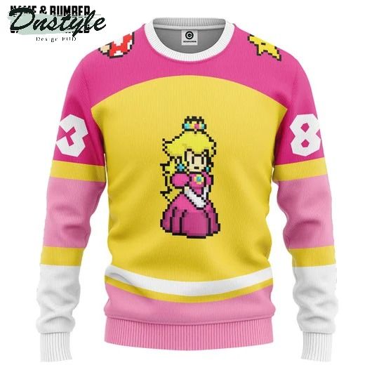 Princess Peach sports custom name and number 3d hoodie