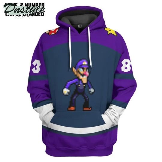 Waluigi sports custom name and number 3d hoodie