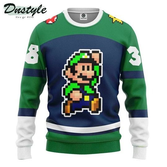Luigi sports ver 2 custom name and number 3d hoodie
