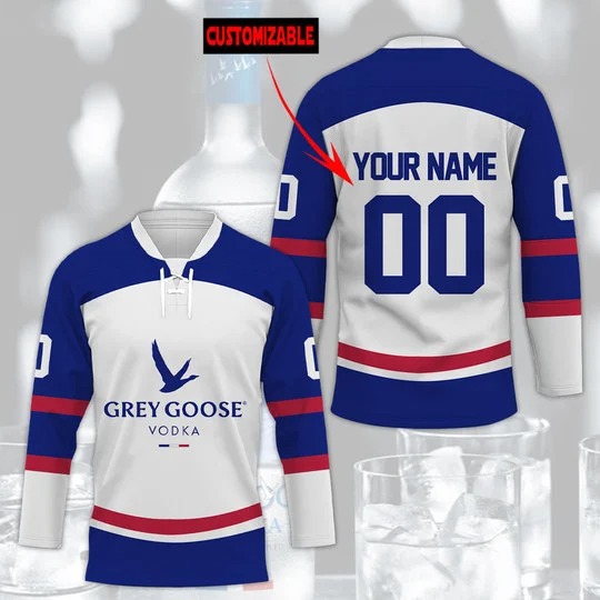 Grey goose vodka custom name and number hockey jersey