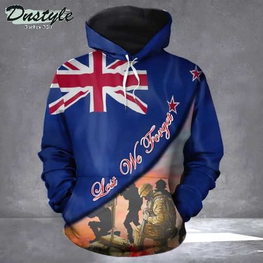 Lest We Forget New Zealand Flag 3d all over printed hoodie