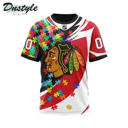 NHL Chicago BlackHawks Autism Awareness Personalized 3d Print Hoodie