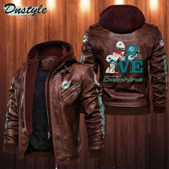 Miami Dolphins NFL Snoopy leather jacket