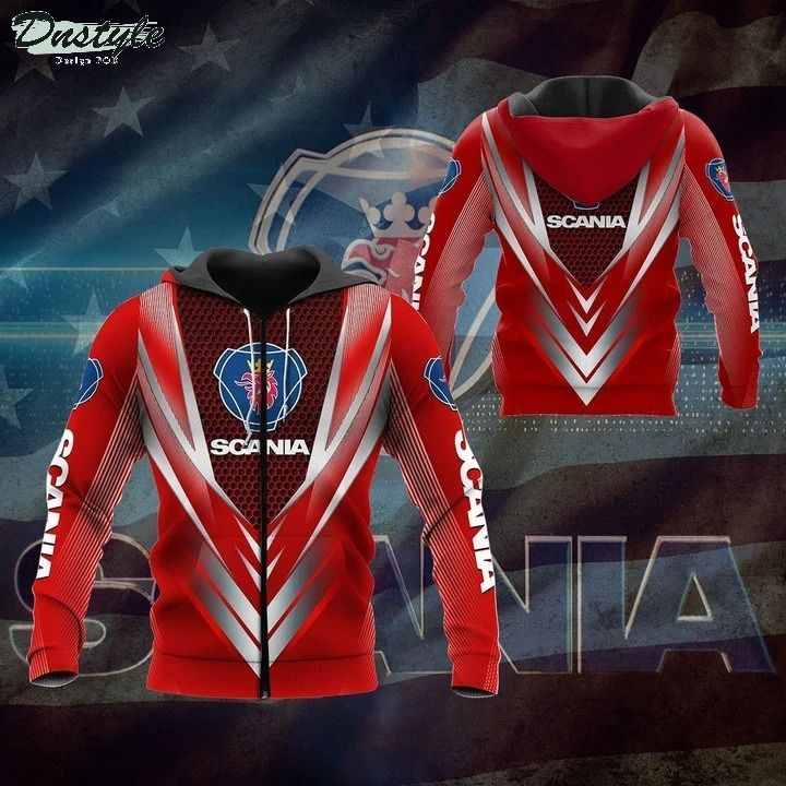 Scania red 3d all over printed hoodie