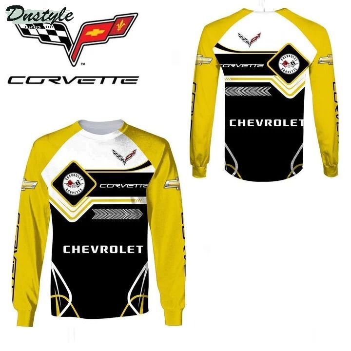 Chevrolet corvette yellow 3d all over printed hoodie